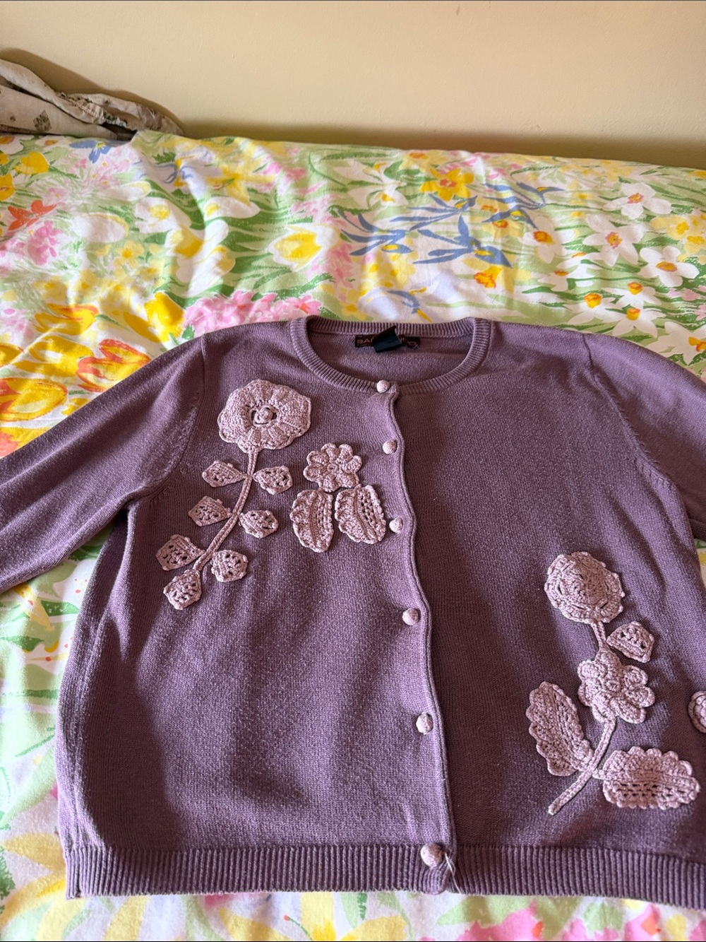Vintage 1960 Bandolino crop cotton sweater, plum color